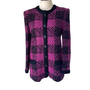 CastleBerry Vintage Womens Sweater Size Medium Purple Button Down Cardigan